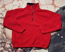 VINTAGE Avalanche Wear Quarter Zip Fleece Pullover Red L USA Made Polarfleece