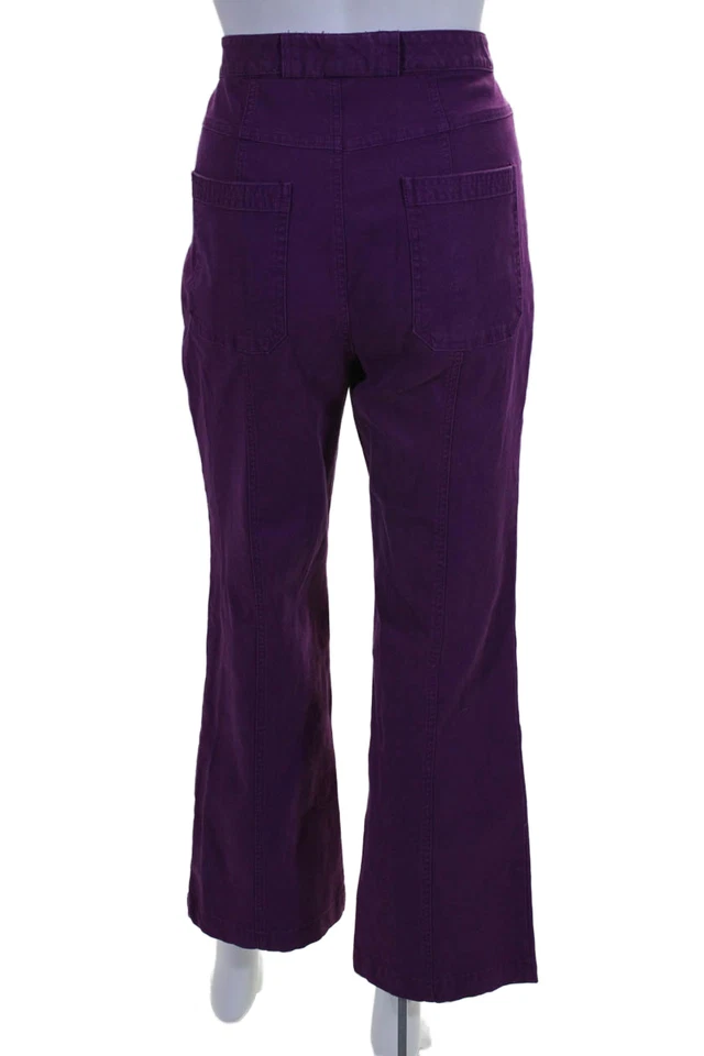 Pantalones de mezclilla Nanette Lepore para mujer tiro alto parche bolsillo corte bota púrpura talla 8 Foto 3 de 4