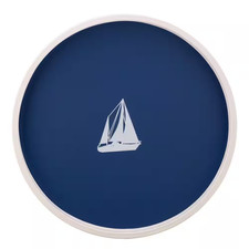 PASTIMES Sailboat 14 In. W X 1.3 In. H X 14 In. D round Royal Blue Leatherette S