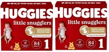 2 Boxes Huggies Little Snugglers Size 1 Diapers 8-14 lbs 84 Ct - 168 ct Total