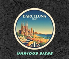 Barcelona Spain Vintage Travel Sticker Die Cut Waterproof Vinyl Laptop Decal