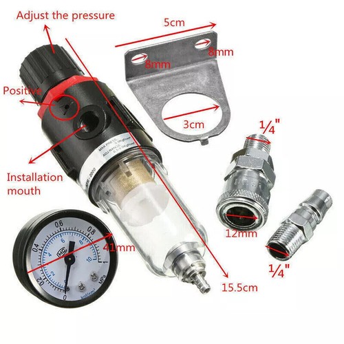 1/4" Air Pressure Regulator Compressor Moisture Trap Filter Oil Water Separator - Picture 8 of 12