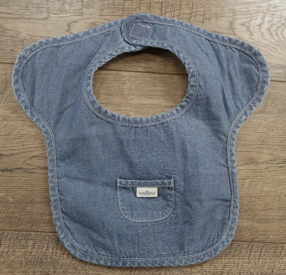 Baby Boy Girl New Gymboree Vintage Rainbow Tag Blue Jean Baby Bib