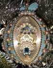 Vtg Zimonick ~ Christmas Ornament Aurora Borealis &  Sapphire Swarovski & Pearls