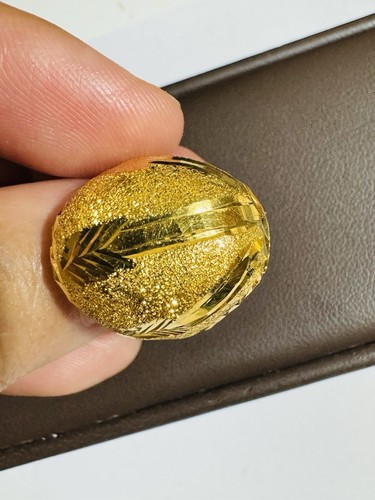 PURE 21K 875 Yellow Real Fine Saudi Gold Unique Style Dome Ring Fits 6/6.5” 3.1g - Picture 15 of 24