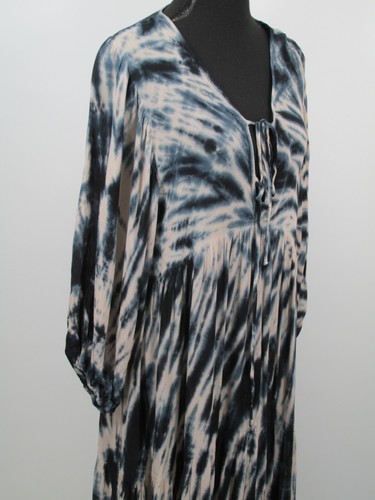 Maxi abito nuovo senza etichette Young Fabulous & Broke piccolo blu tie dye artsy floreale stravagante - Foto 3 di 11