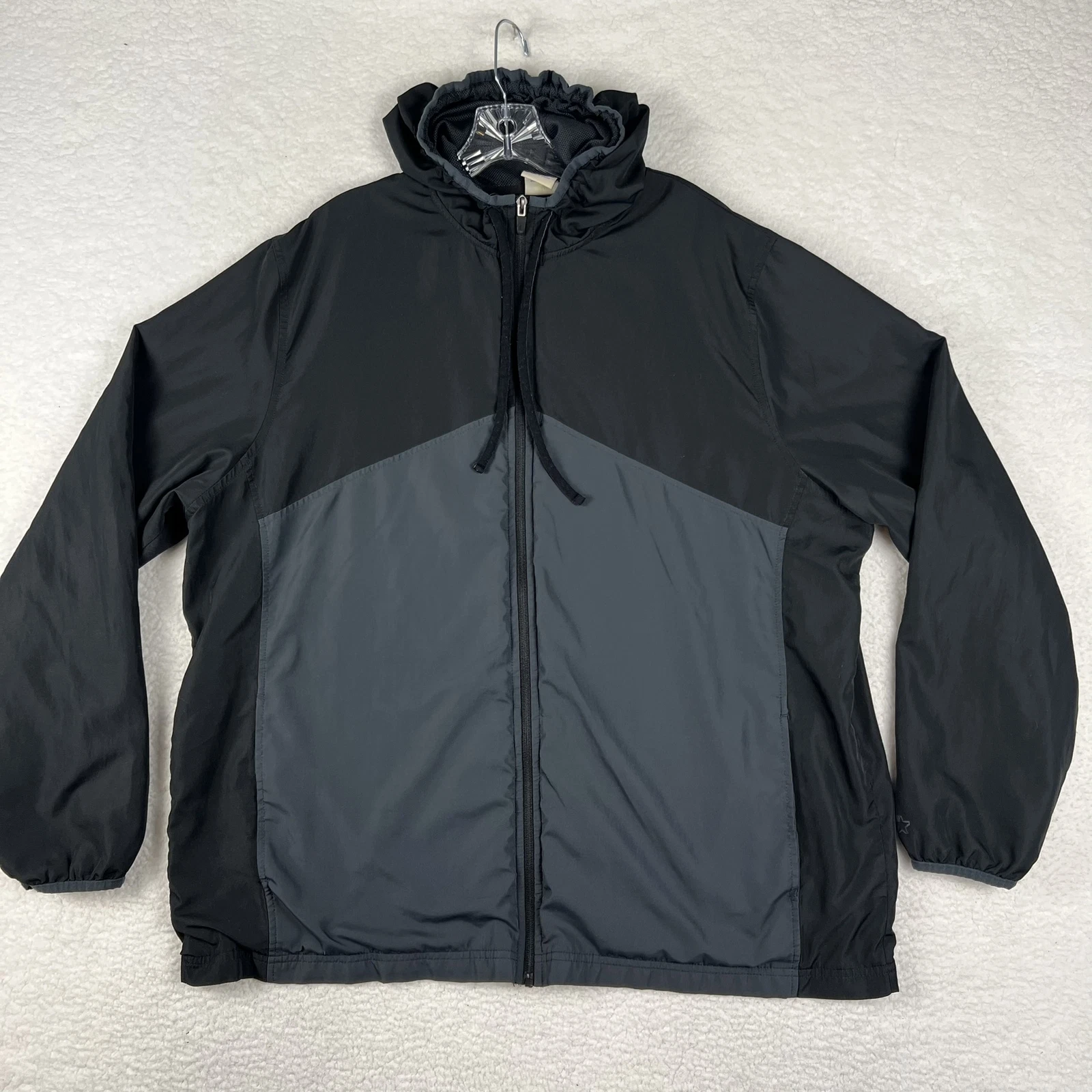 Nike Jacket Mens 2XL Black Gray Lightweight Hooded Activewear Pullover