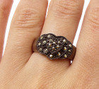 925 Sterling Silver  Vintage Marcasite Love Heart Band Ring Sz 9  RG3273 — photo 1