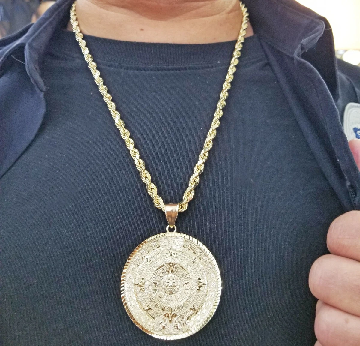 Aztec calendar gold pendant sale