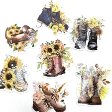 Sunflowers & Shoes Stickers Junk Journal Collage Planners Scrapbooking