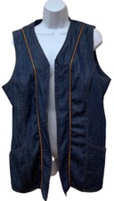 Vintage Exposed Zipper Jean Denim Vest Oversized Boho Hippy