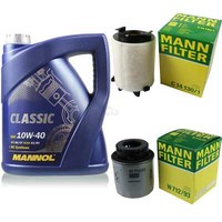 MANN-FILTER Inspektionspaket 5L Mannol Classic 10W-40 FüR Vw Golf V 1.4 Tsi