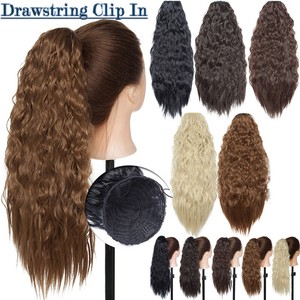 Natural Hair Bun Pony Tail Kinky Wave Ponytail Extensions