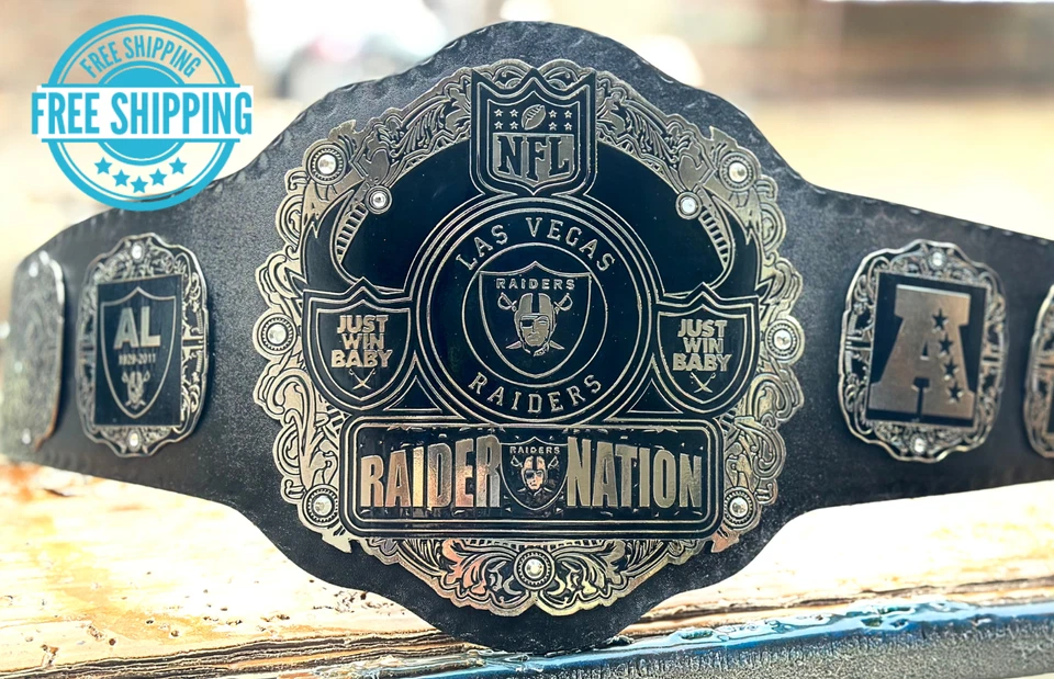 Cinturón de campeonato de fútbol americano NFL del Super Bowl de los Raiders de Las Vegas 2 mm de latón Foto 3 de 4