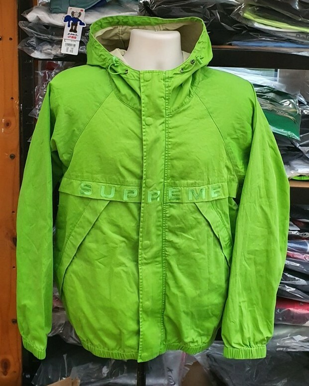 SS20 Supreme Overdyed Twill hooded bright green jacket size SS20 Supreme Overdyed Twill hooded bright green jacket size