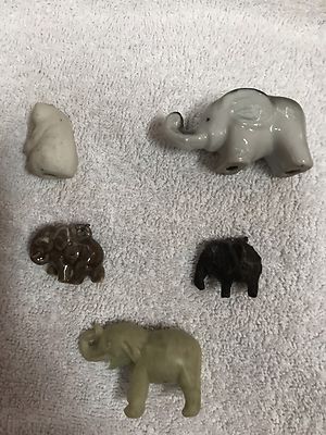 Five Elephant Figurines; Varied Materials and condition.  Please see pics!!!