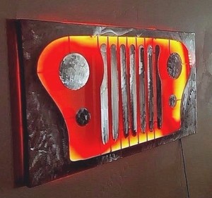 Jeep grill wall art, LED lights, 1970 jeep, man cave, 4x4 ...