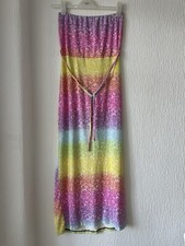 PINK BLUE YELLOW GREEN MAXI DRESS 12 BOOHOO LONG SUMMER PARTY HOLIDAY GLAM BOHO