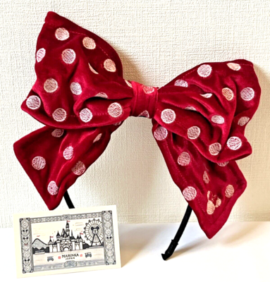 Disney Minnie Mouse Red Velvet Big Ribbon Polka Dot Clip  display picture 1