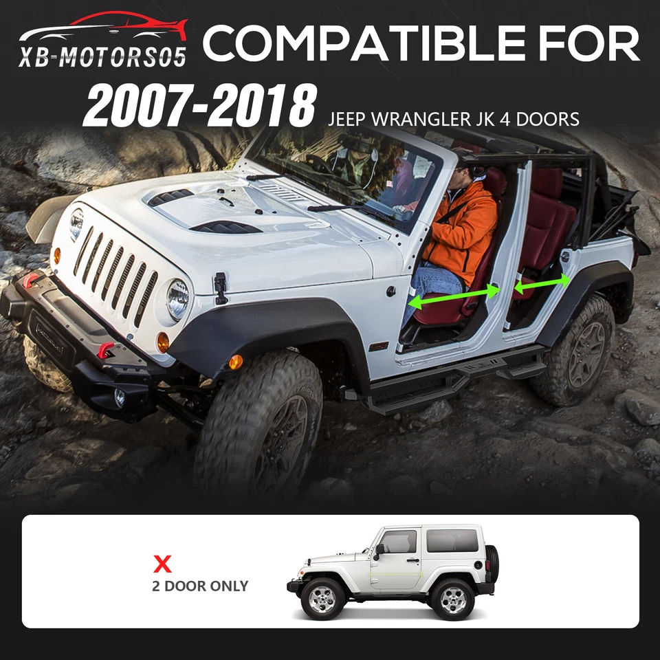 Fits For 2007-2018 Jeep Wrangler JK JKU Unlimited 4 Drs Running Boards Two Stair Foto 2 de 4