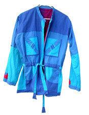 Patchwork Quilted Jacket Reversible Double Two Sided Womens Coat Pink Blue XL