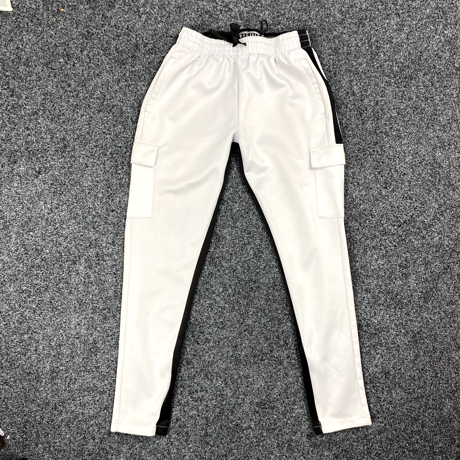Decibel Sweatpants Mens Black White Y2K Slim Ankle Cargo Pants Size Size XL-image