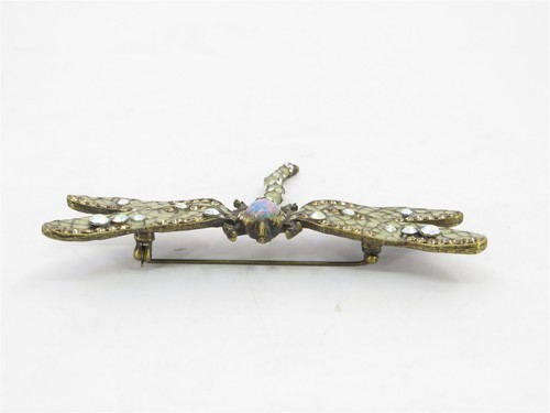 Joan Rivers Dragonfly XV Classic Collection Enamel Faux Opal & Crystals Brooch - Picture 7 of 9