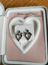 Mother Child Original Heart Sterling Silver Earrings