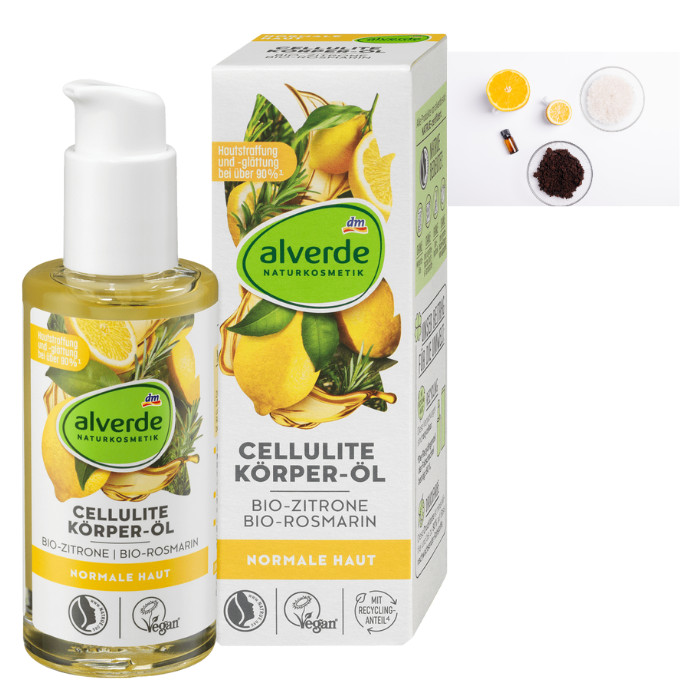 alverde NATURKOSMETIK Körperöl Cellulite Bio-Zitrone, Bio-Rosmarin, 100 ml
