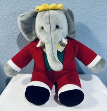 Babar the Elephant Plush Gund 1988 Macy's 14  Stuffed Red Suit Vintage Christmas