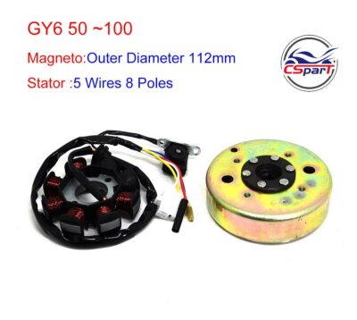 Statore Di Accensione Magnetico AC 8 Poli 4 Fili Per Motore GY6 50-100cc, Per Scooter ATV Go Kart TaoTao, Sunl, Roketa, Kazuma, NST
