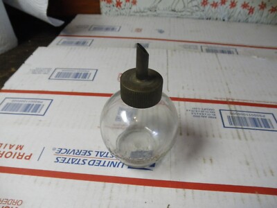 Vintage Lunkenheimer Cin,O.  Glass Ball Hit & Miss Engine Oiler brass spout