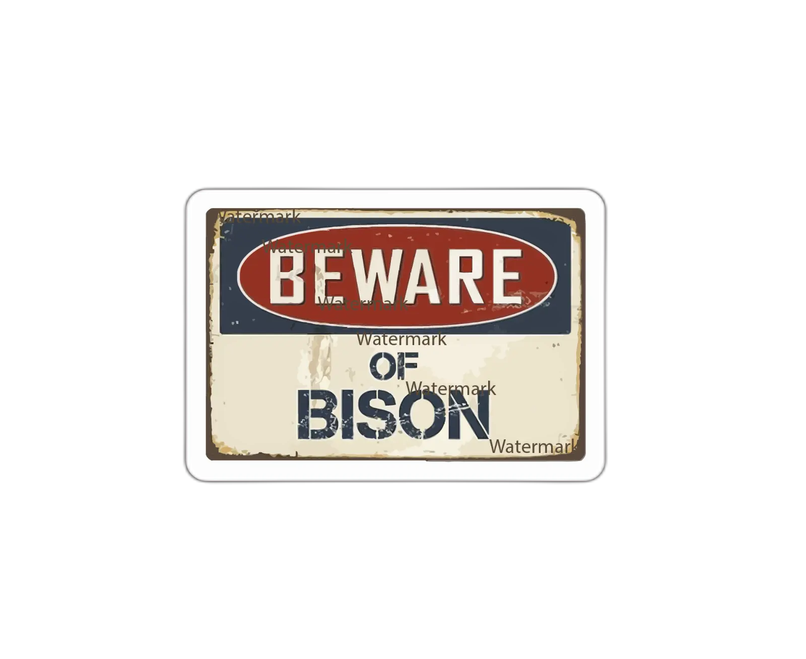 Bison Caution Warning Sticker Decal for Safety Awareness