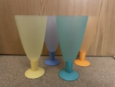Tupperware Goblets with Stems or Dessert x 4 Pastel Colours Stackable New 