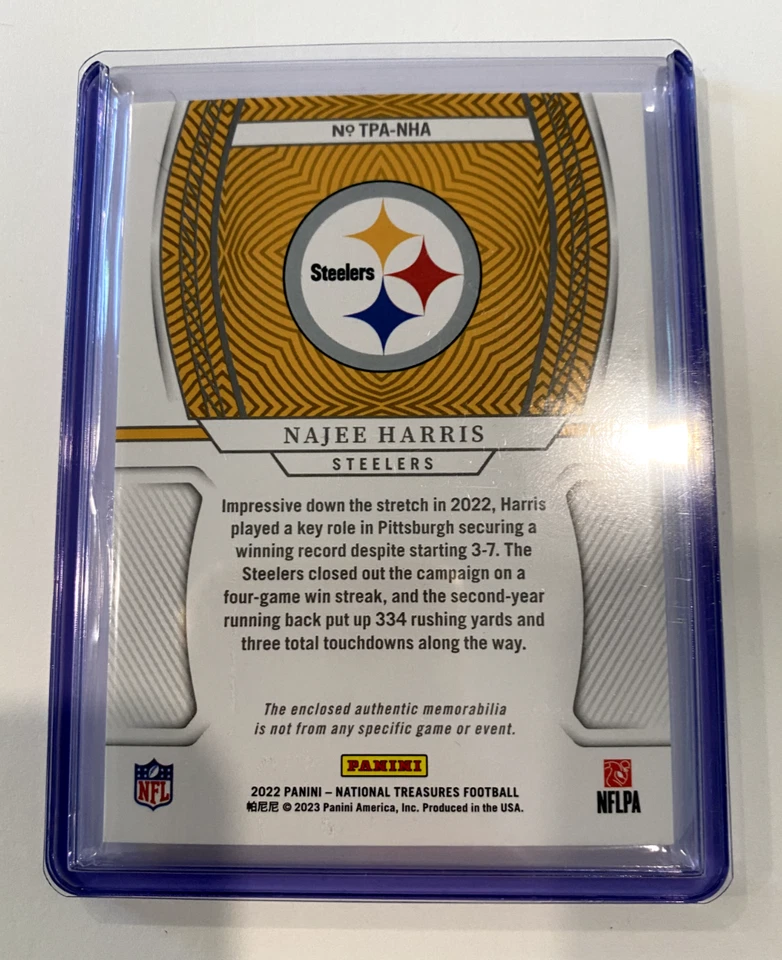 2022 Panini National Treasures Najee Harris Treasured Patches #TPA-NHA /49 - Image 2 of 2