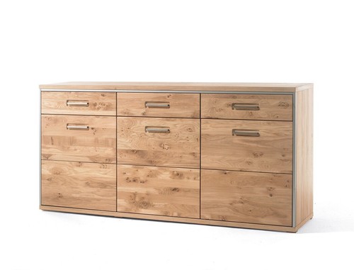 Sideboard Eiche bianco teilmassiv 184x89x45 cm Anrichte Schrank Wohnmöbel Esma 1 - Bild 2 von 6