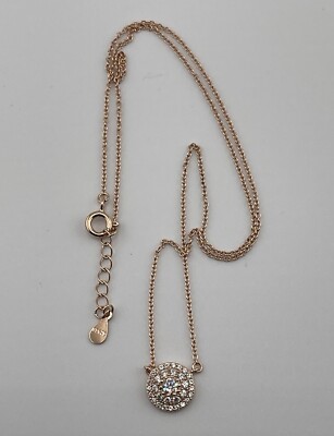 PENDANT NECKLACE ROSE GOLD & CZ s on Gold 925 Sterling Silver, Delicate  16  New