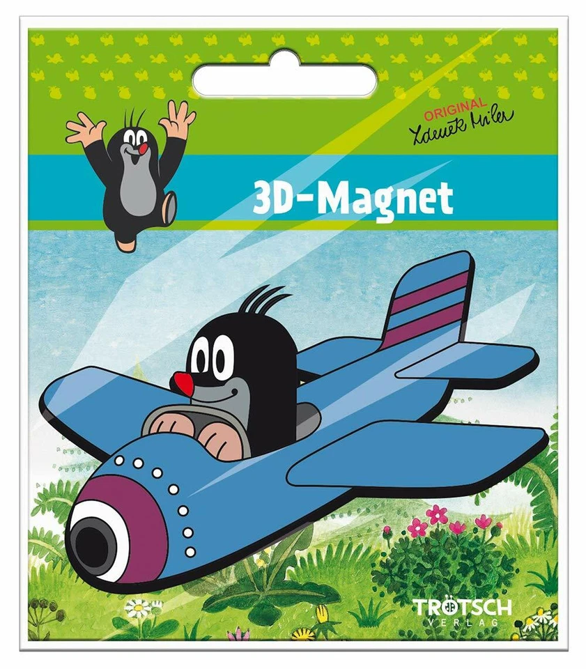 TRÖTSCH-VERLAG Der kleine Maulwurf im Flugzeug Magnet 3D Pinwandmagnet Kühlschrankmagnet