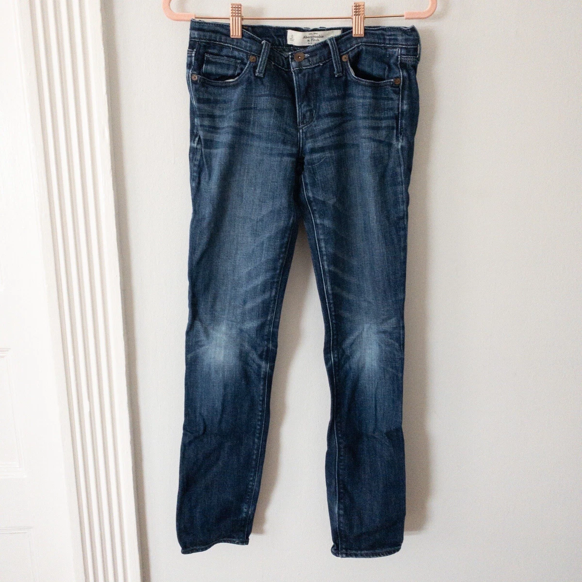Abercrombie Fitch perfect stretch straight leg jeans dark denim size 0 W25 25W eBay