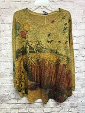 Inoah Women’s Long Sleeve Blouse Neutral Colors One Size Animal Balloons 