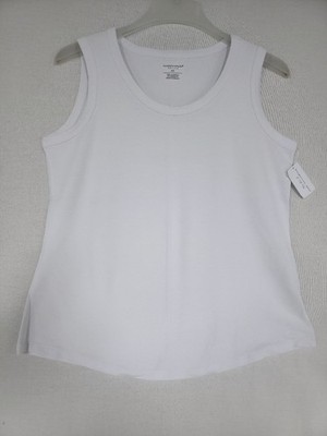 NWT Christopher & Banks Womens P/L Petite Large White Tank Top Sleeveless   (G1)