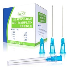 100Pack 23 Gauge 1.5 inch Luer Lock Industrial Accessories Needles, 23G-38MM