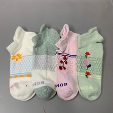 Bombas Women's Ankle Socks 4 Pair Pack Assorted Multi Floral Colorblock Size M