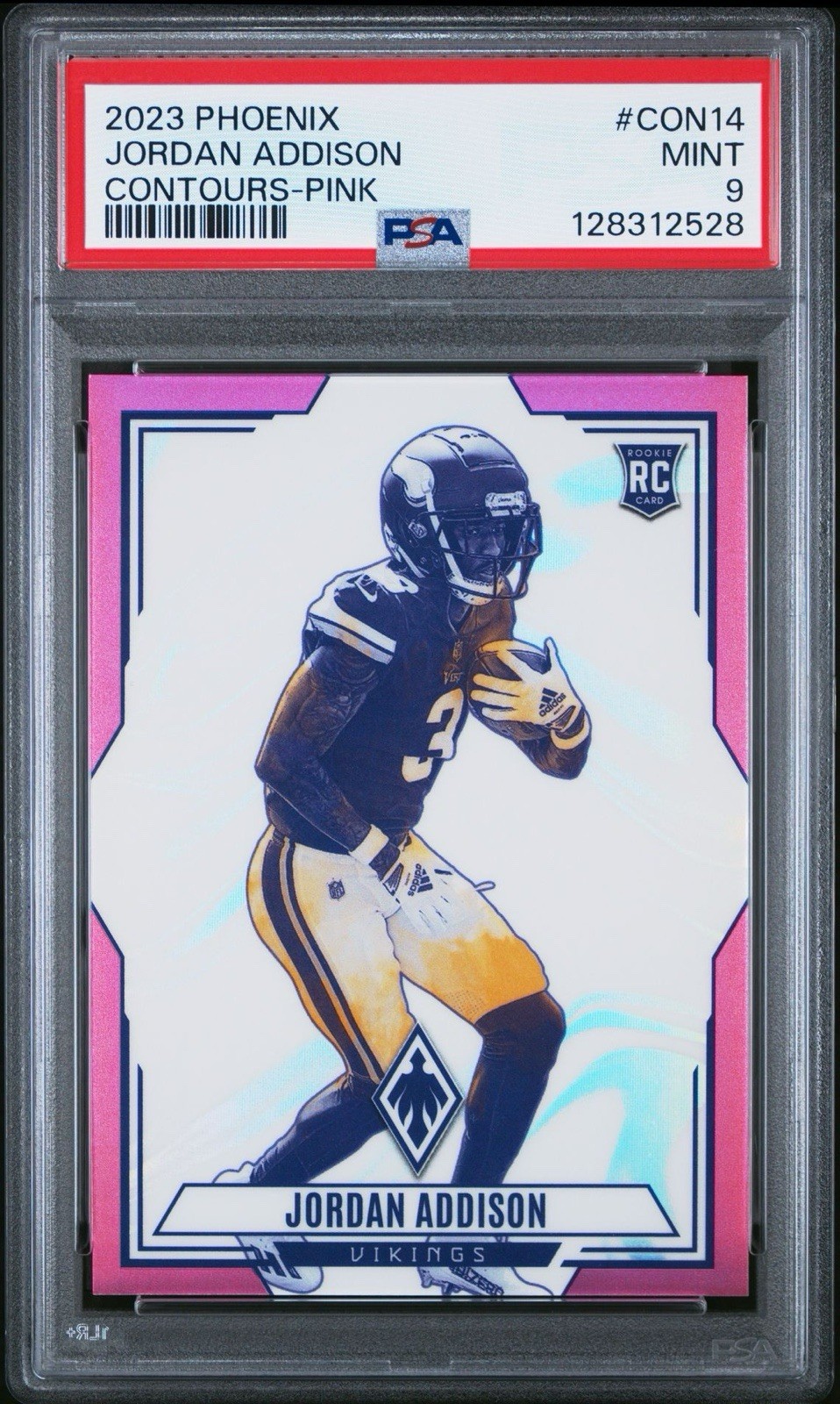 2023 Panini Phoenix - Contours Jordan Addison #CON-14 Pink /175 (RC) PSA 9