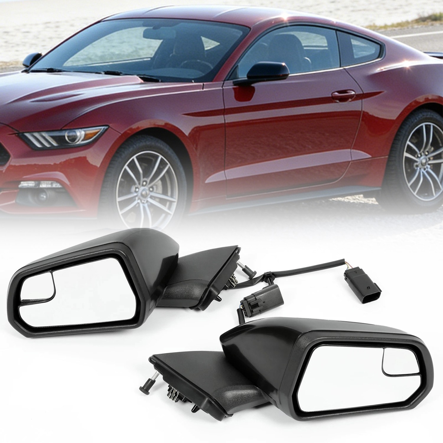 Pair 3 Pin Power Side Mirrors For Ford Mustang 2015 2016-2020 #FO1321595#