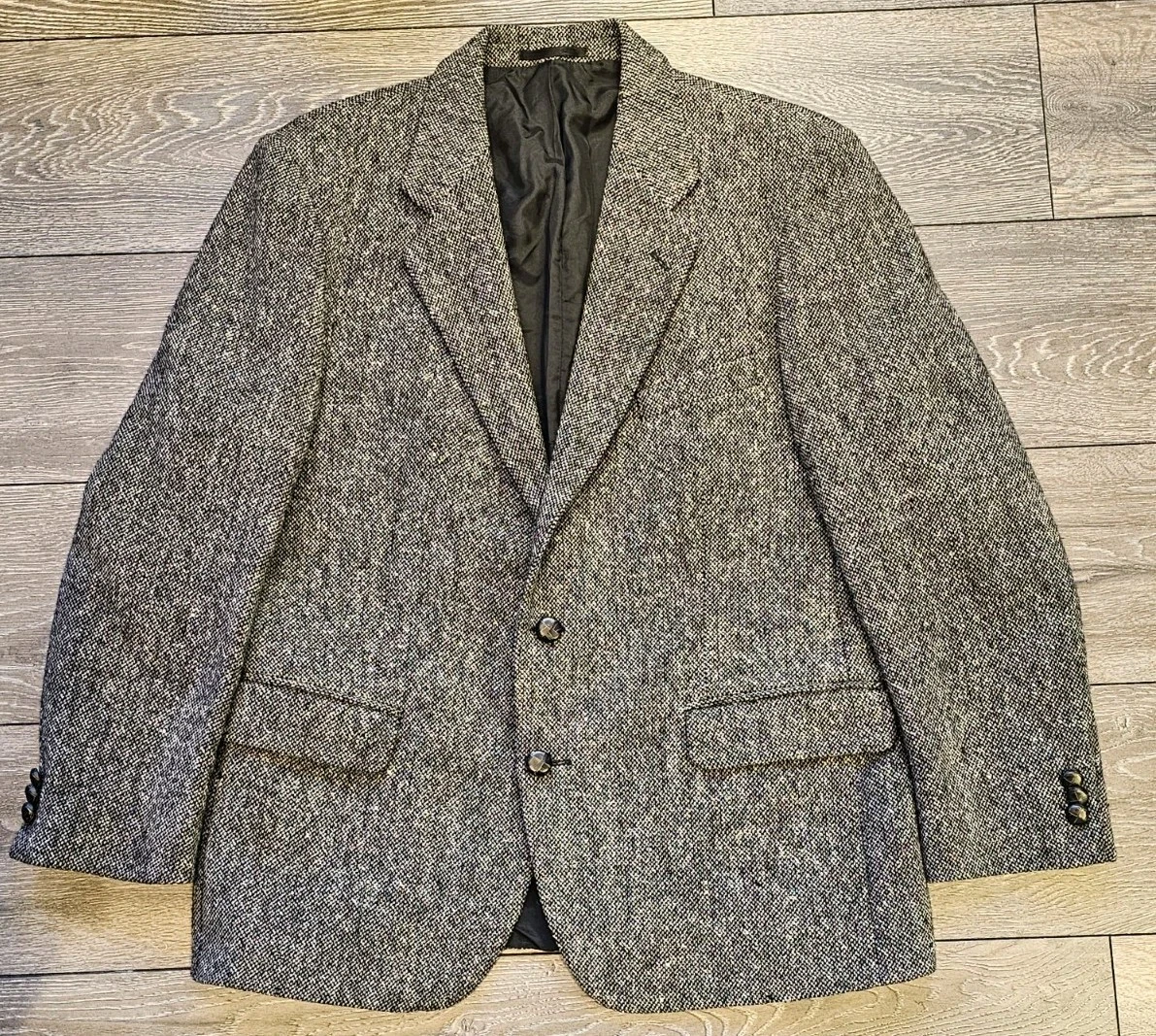 Vintage St Michael Sport Coat Mens 42R Donegal Tweed Grey Herringbone 90s