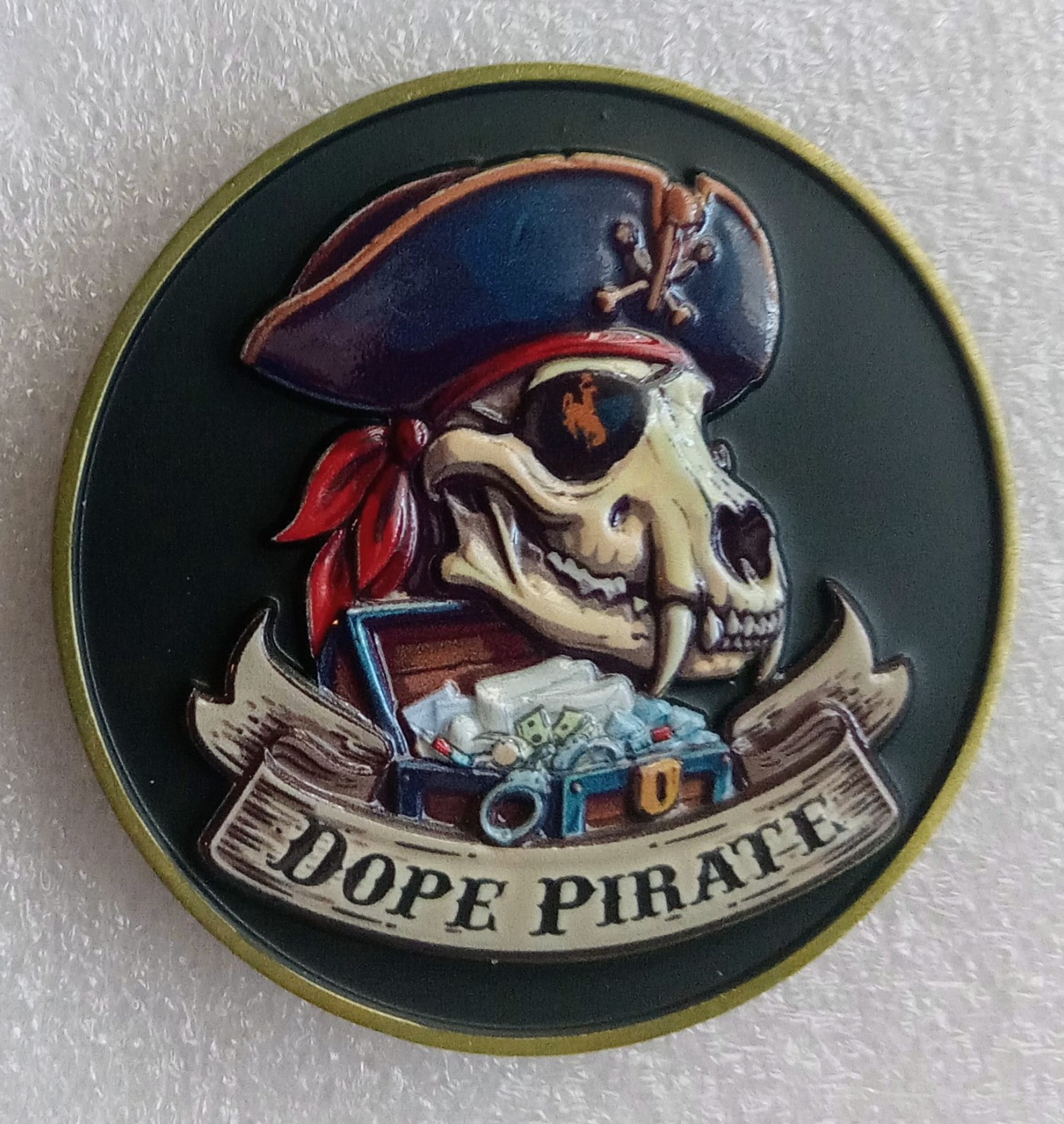 CAMPBELL COUNTY SHERIFF K9 Unit DOPE PIRATE CHALLENGE COIN drugs police Wyoming