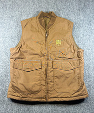 VINTAGE UPS Brown Quilted Lined Zip Front Nylon Work Vest, Unisex Size M-L