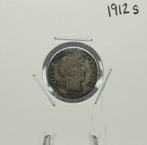 1912 S Barber Dime, 90% Silver, Good Condition, Nice, Very Low Mintage! 🔥