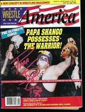 EB3490  PAPA SHANGO  signed Vintage Wrestling Magazine w/COA STING